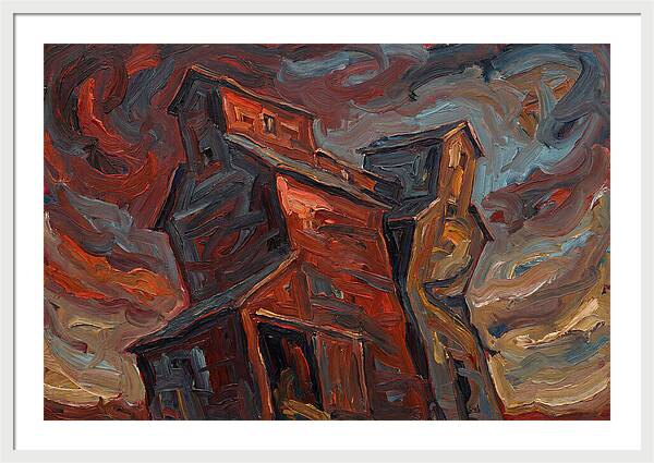 Grain Elevator Under Stormy Skies