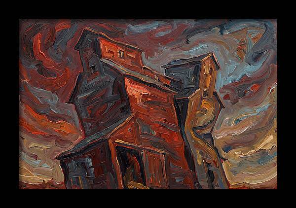 Grain Elevator Under Stormy Skies