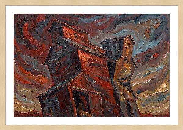 Grain Elevator Under Stormy Skies