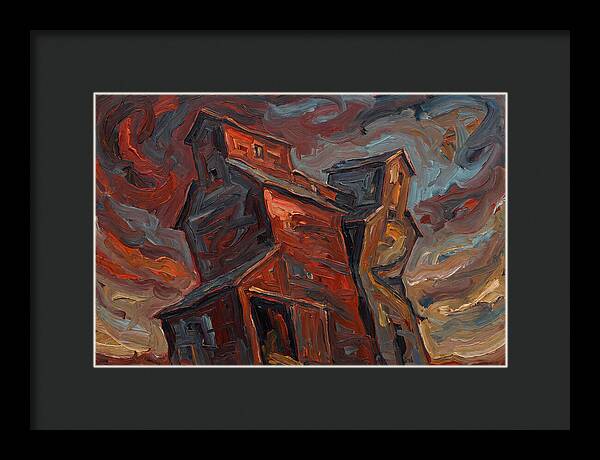 Grain Elevator Under Stormy Skies