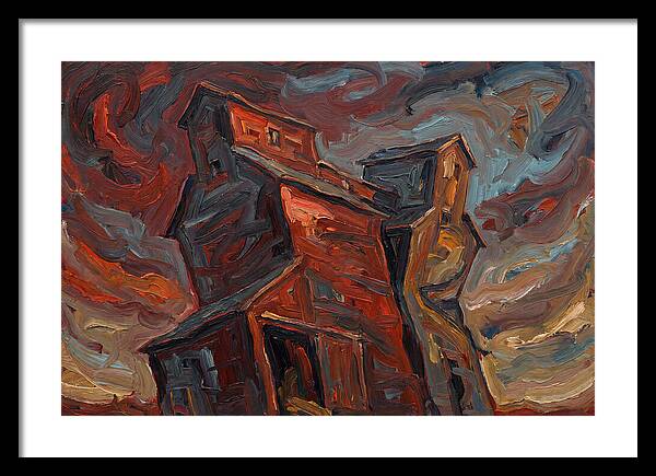 Grain Elevator Under Stormy Skies