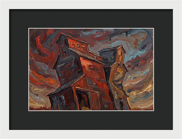 Grain Elevator Under Stormy Skies