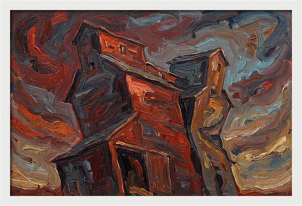 Grain Elevator Under Stormy Skies