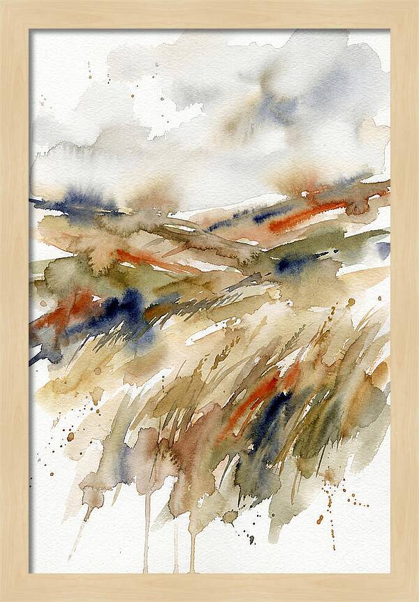 Grain Fields In Watercolor