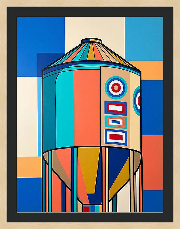 Grain Silo In Vibrant Colors