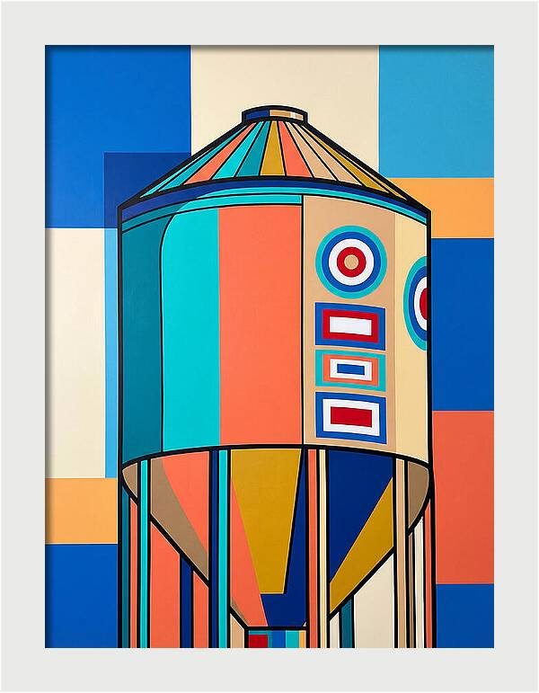 Grain Silo In Vibrant Colors
