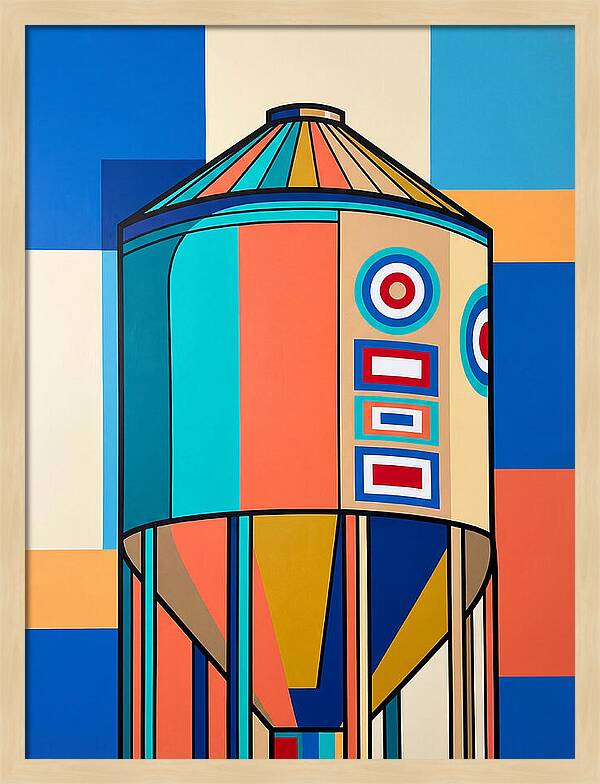 Grain Silo In Vibrant Colors