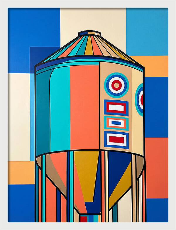 Grain Silo In Vibrant Colors