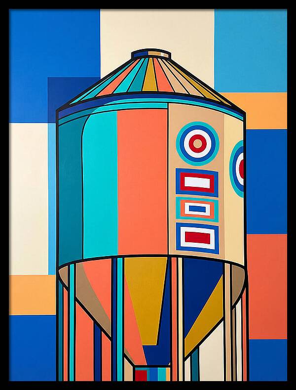 Grain Silo In Vibrant Colors
