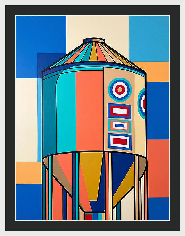 Grain Silo In Vibrant Colors
