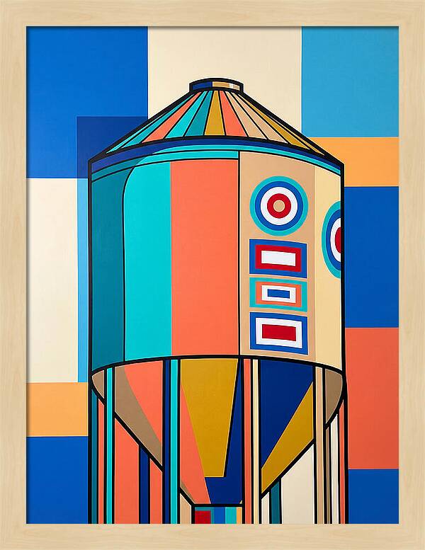 Grain Silo In Vibrant Colors