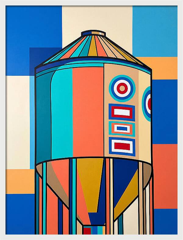 Grain Silo In Vibrant Colors