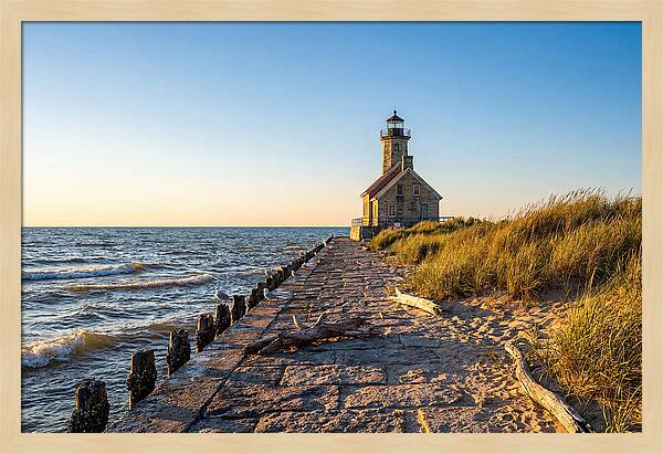 Grand Haven Pier Light At Sunset