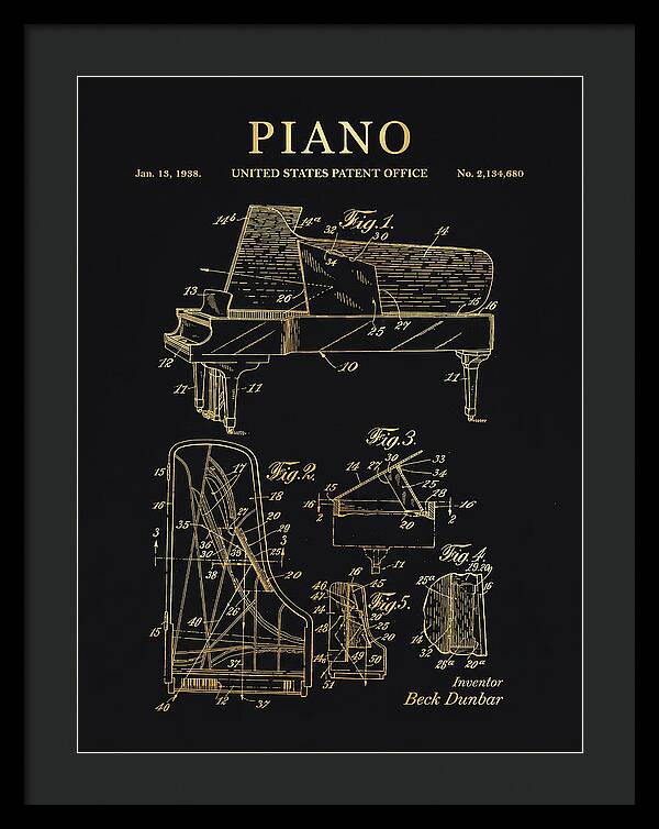 Grand Piano Beck Dunbar Gold Patent Us2134680a