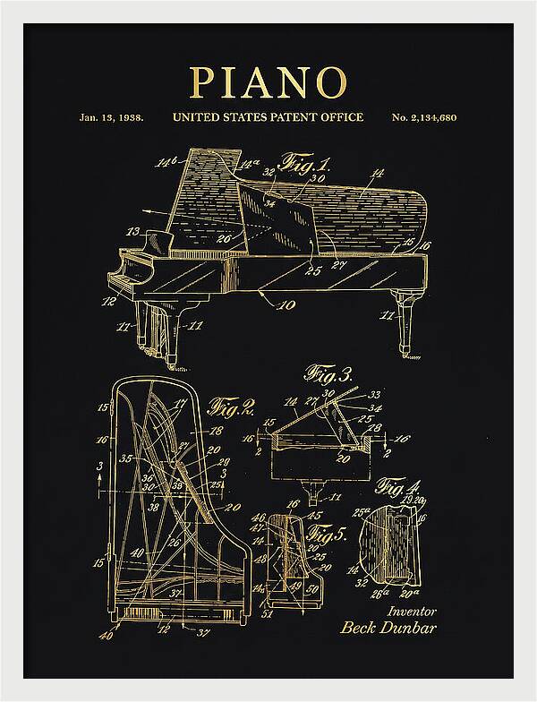 Grand Piano Beck Dunbar Gold Patent Us2134680a