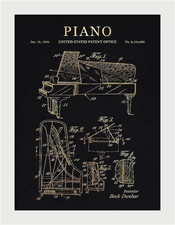 Grand Piano Beck Dunbar Gold Patent Us2134680a