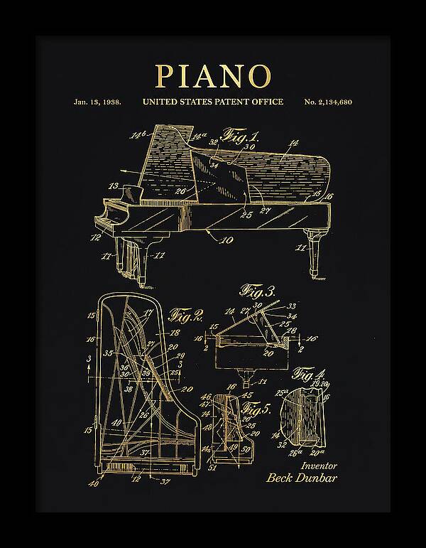 Grand Piano Beck Dunbar Gold Patent Us2134680a