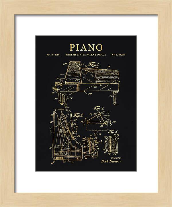 Grand Piano Beck Dunbar Gold Patent Us2134680a