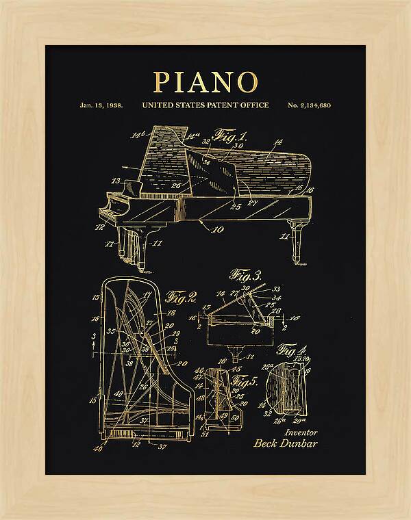 Grand Piano Beck Dunbar Gold Patent Us2134680a