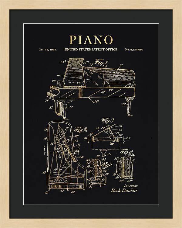 Grand Piano Beck Dunbar Gold Patent Us2134680a