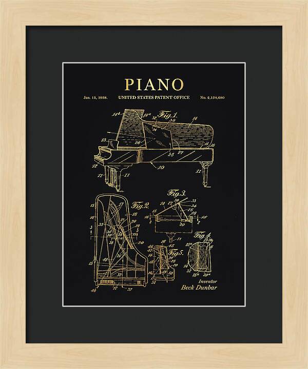 Grand Piano Beck Dunbar Gold Patent Us2134680a