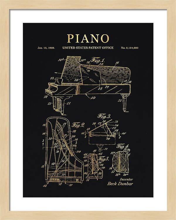 Grand Piano Beck Dunbar Gold Patent Us2134680a
