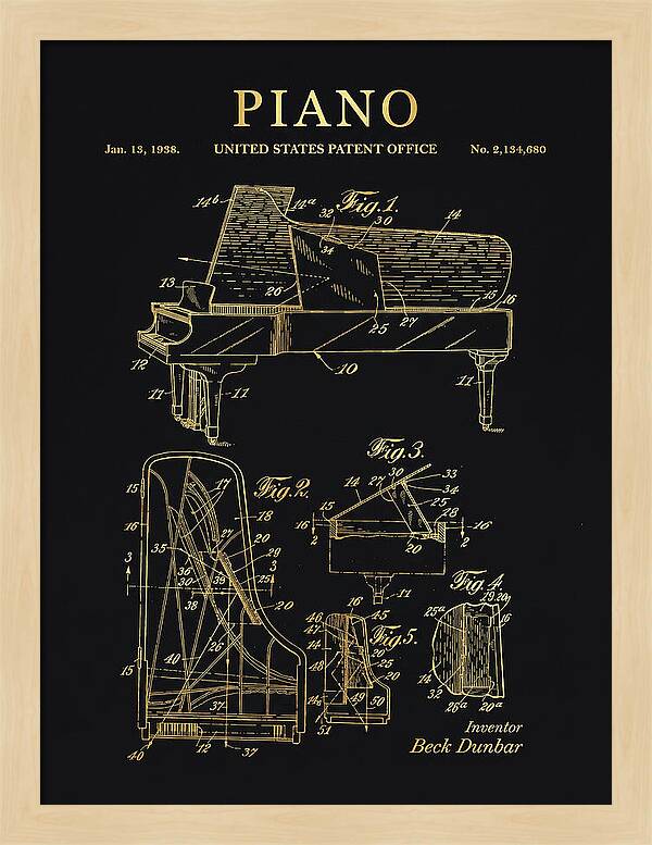 Grand Piano Beck Dunbar Gold Patent Us2134680a