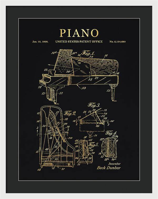 Grand Piano Beck Dunbar Gold Patent Us2134680a