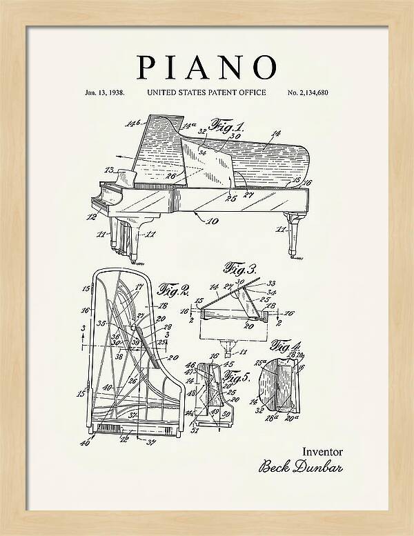 Grand Piano Beck Dunbar Minimalist Patent Us2134680a