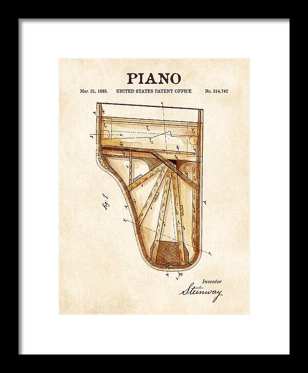 Grand Piano Case Steinway Watercolor Patent Us314742a