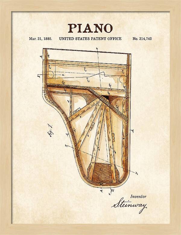 Grand Piano Case Steinway Watercolor Patent Us314742a