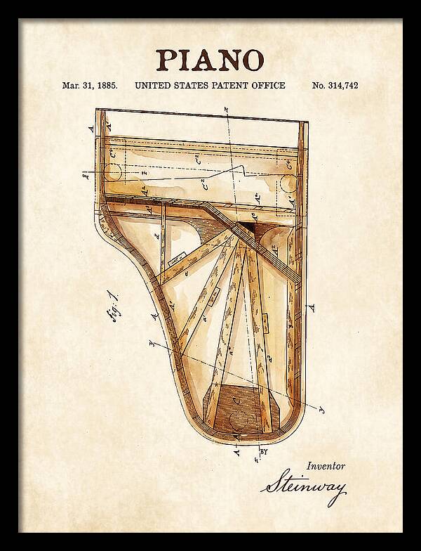 Grand Piano Case Steinway Watercolor Patent Us314742a