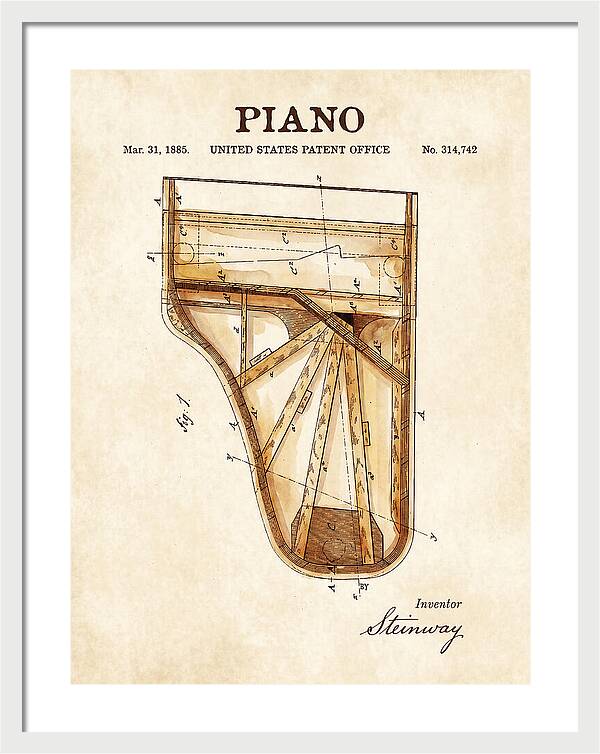 Grand Piano Case Steinway Watercolor Patent Us314742a