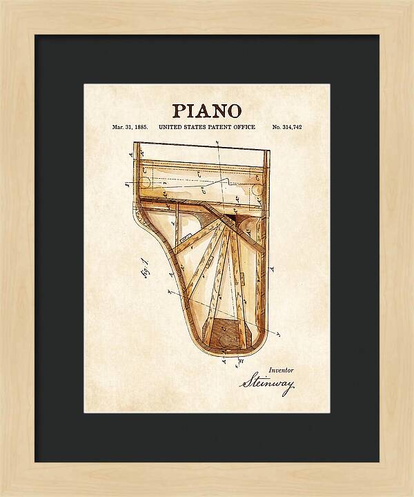 Grand Piano Case Steinway Watercolor Patent Us314742a