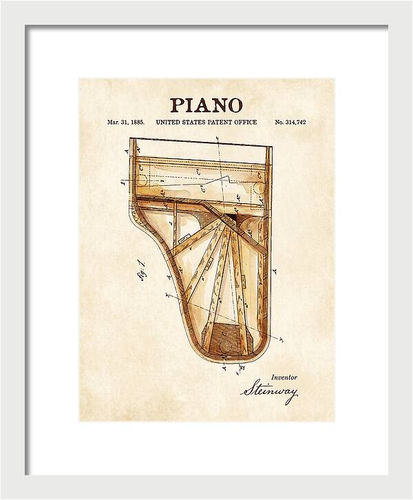 Grand Piano Case Steinway Watercolor Patent Us314742a