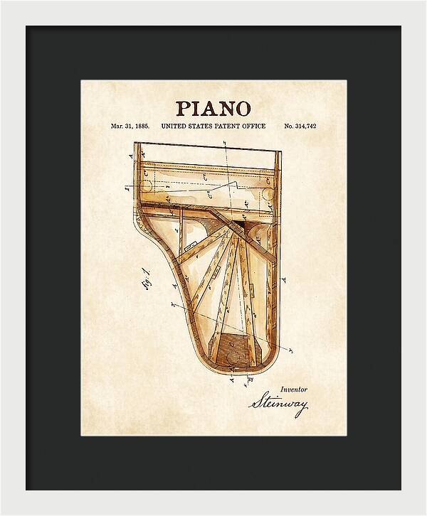Grand Piano Case Steinway Watercolor Patent Us314742a