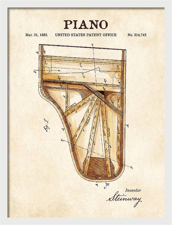 Grand Piano Case Steinway Watercolor Patent Us314742a