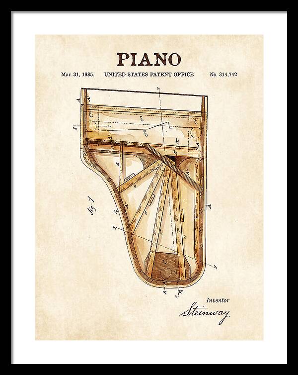 Grand Piano Case Steinway Watercolor Patent Us314742a