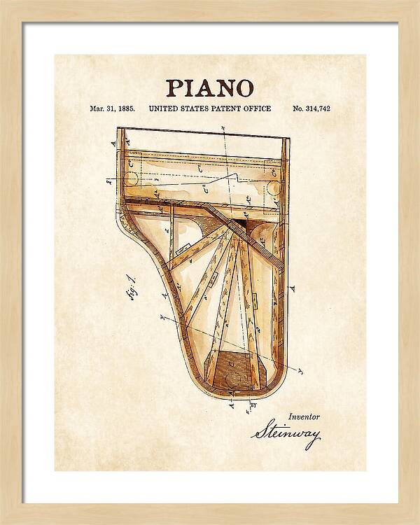 Grand Piano Case Steinway Watercolor Patent Us314742a