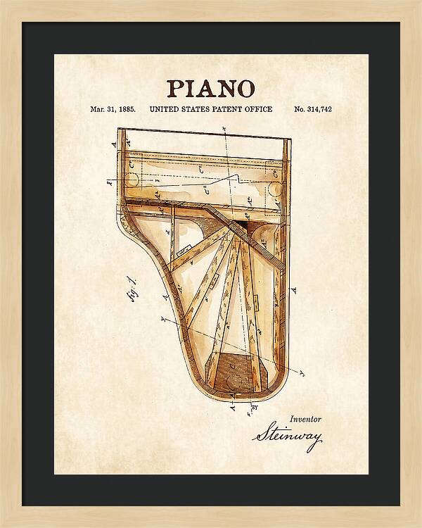 Grand Piano Case Steinway Watercolor Patent Us314742a