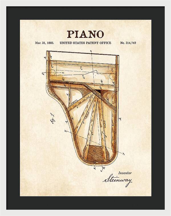 Grand Piano Case Steinway Watercolor Patent Us314742a