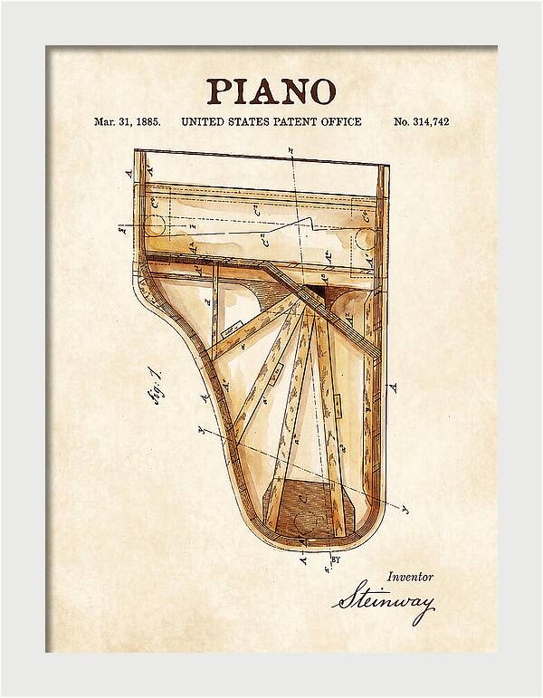 Grand Piano Case Steinway Watercolor Patent Us314742a
