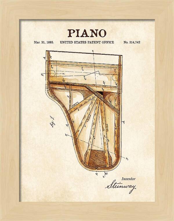 Grand Piano Case Steinway Watercolor Patent Us314742a