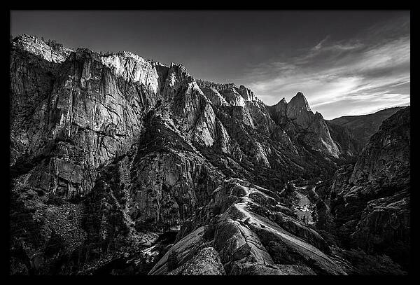 Granite Cliff Face In Monochrome