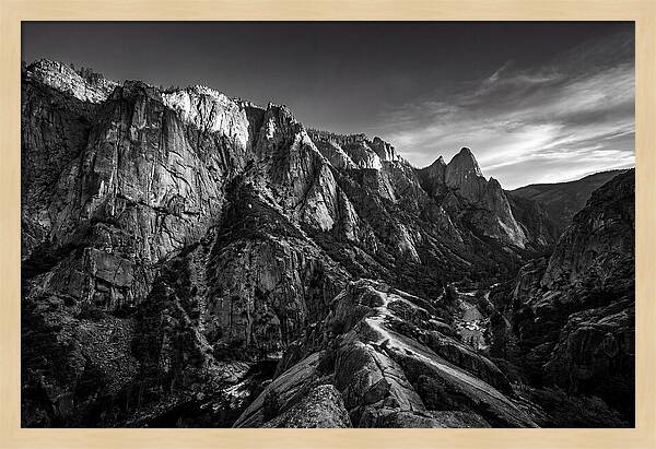 Granite Cliff Face In Monochrome