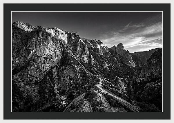 Granite Cliff Face In Monochrome