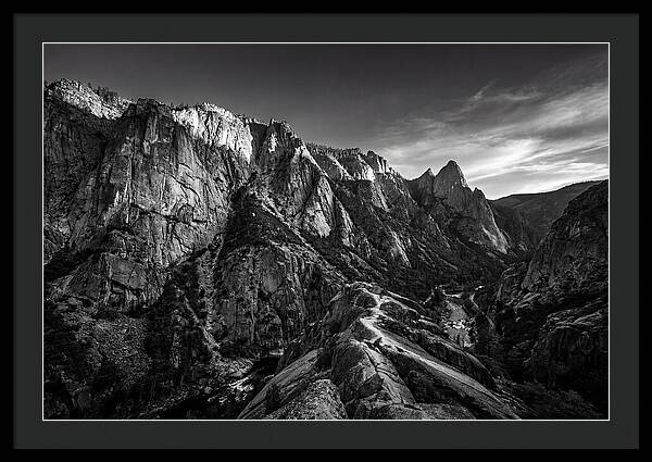 Granite Cliff Face In Monochrome