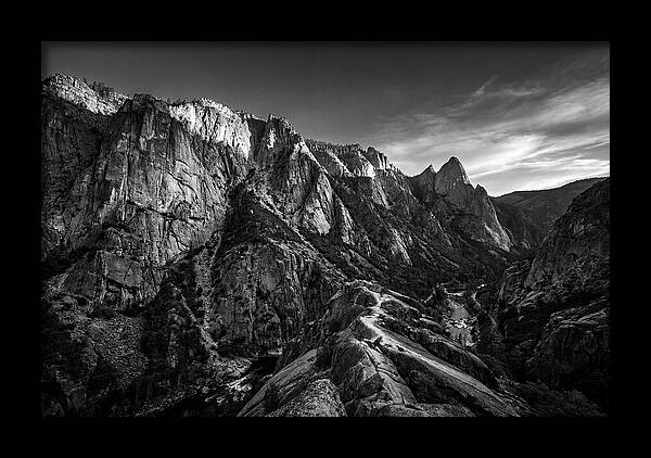 Granite Cliff Face In Monochrome