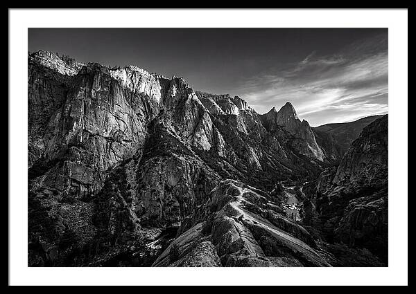 Granite Cliff Face In Monochrome