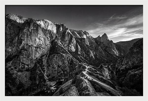 Granite Cliff Face In Monochrome